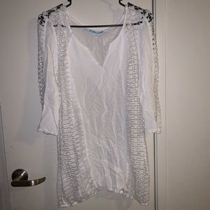 Solitaire Swim | White Patterned Blouse